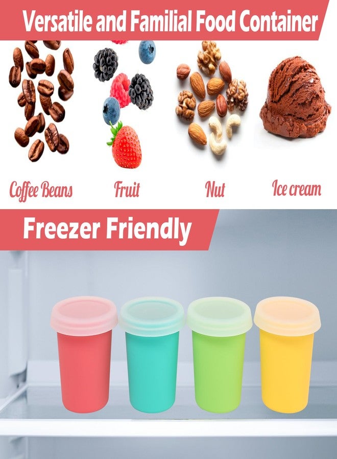 Koluti Nonstick Silicone Ice Cream Containers 6oz with Lids, 4-Pack Reusable Small Homemade Oats Yogurt Freezer Container, Leak-proof Mini Food Storage Serving Cups, BPA Free and Dishwasher Safe - Image 4